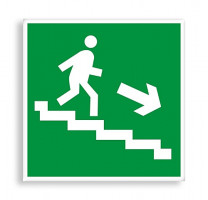 Знак E 13 "Направление к эвакуационному выходу по лестнице вниз"