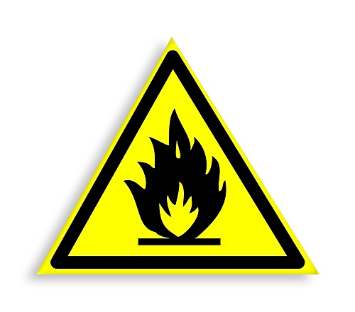 Знак W 01 "Пожароопасно. Легковоспламеняющиеся вещества"