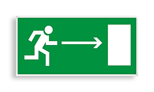 Знак E 03 "Направление к эвакуационному выходу направо"