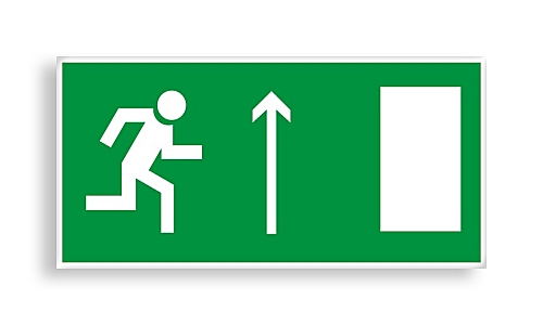 Знак E 11 "Направление к эвакуационному выходу прямо"